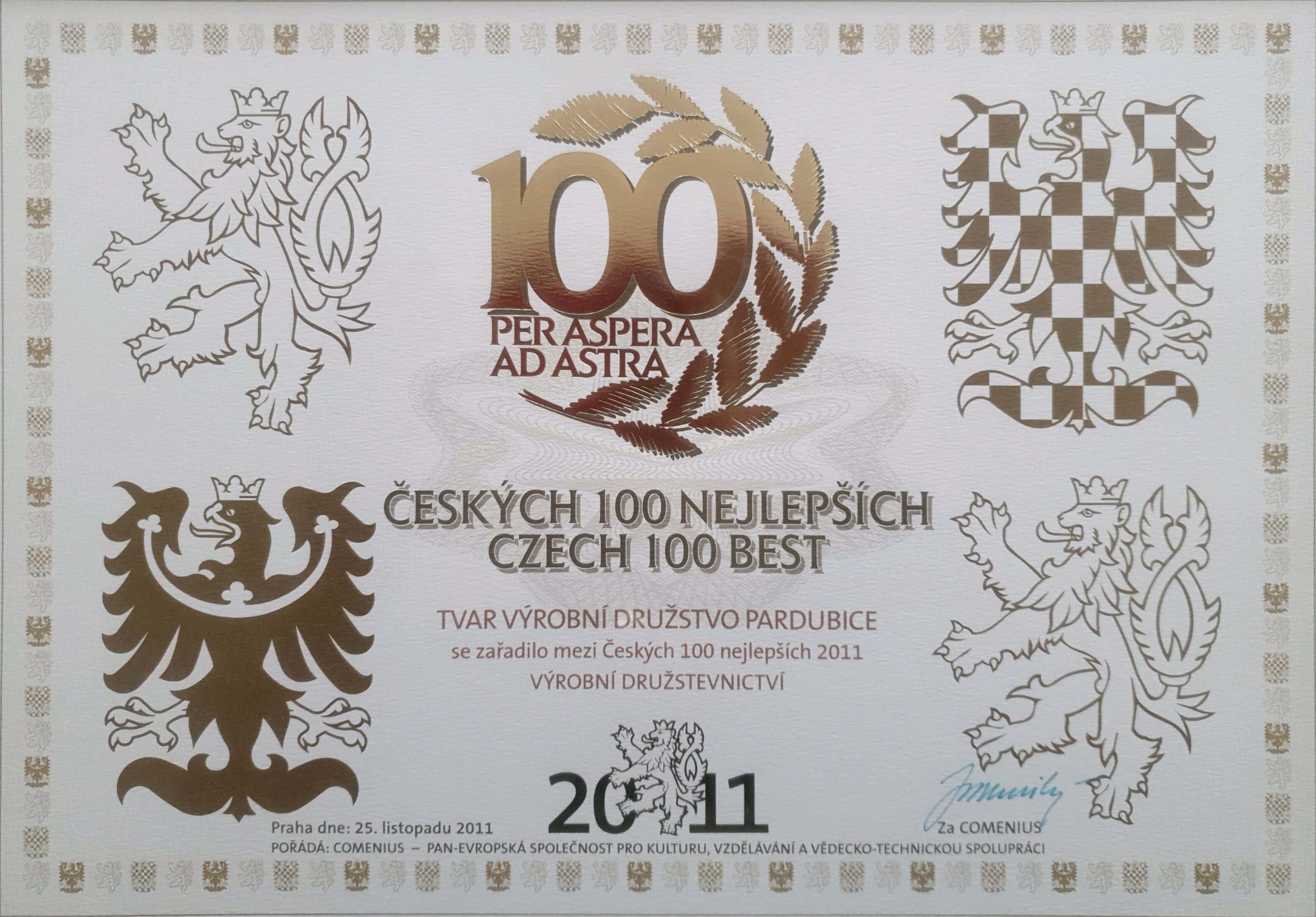 Certificate 100 nej 2011