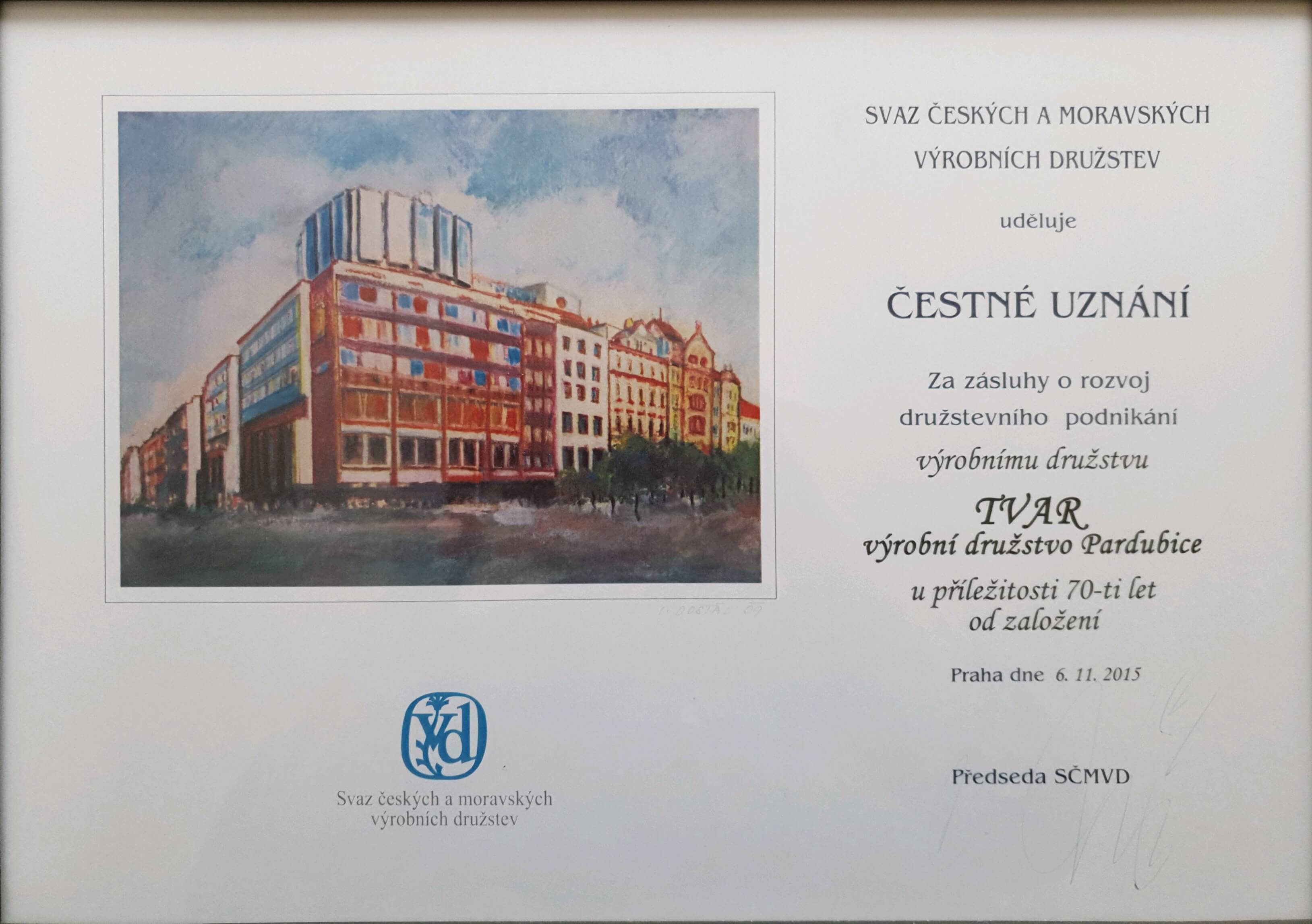 Certificate SČMVD 2015